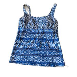 Lands’ End Blue Underwire Tankini Top Women’s Size 10 Tall Swimwear